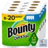 Bounty Quick Size Paper Towels, White, 8 Family Rolls = 20 Regular Rolls