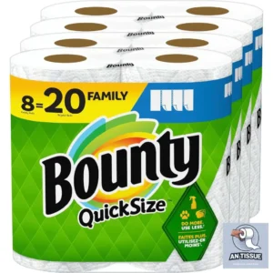 Bounty Quick Size Paper Towels, White, 8 Family Rolls = 20 Regular Rolls